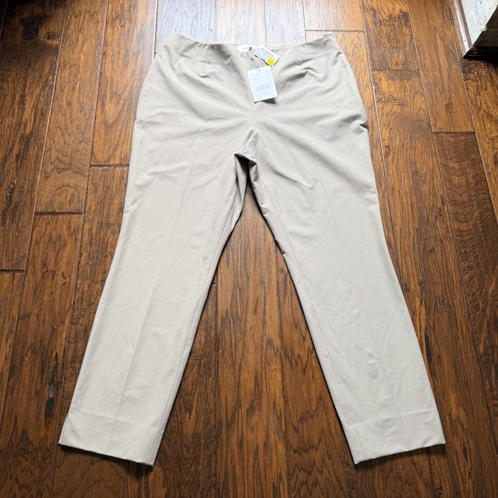Lafayette 148 New York Stanton Pant Womens 12 Beige Slim Dress Pull On Twill